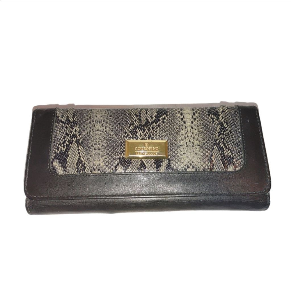 Couro Fino Carteira Feminia Classica Snakeskin Leather Wallet